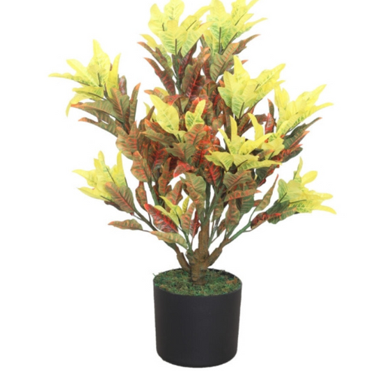 Garden Gyani 60CM Artificial Croton Yellow Plant (Without Pot) – Lifelike Tropical Decorative Plant for Home, Office & Indoor Décor
