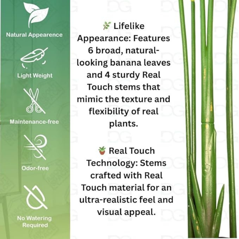 Garden Gyani Artificial Bird of Paradise Plant – 4 FT Tall Faux Tropical Palm Tree for Home, Office, Garden & Store Decor – Pot Not Included