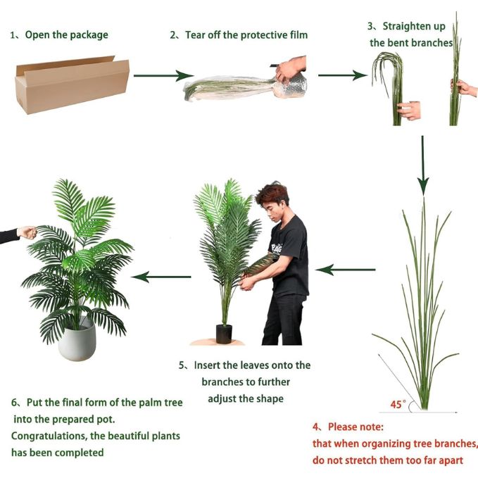 Garden Gyani 3.6 Ft Artificial Areca Palm Tree with Pot – 110CM Tall, 24 Leaves | UV Resistant Faux Palm Plant for Indoor & Outdoor Home Décor