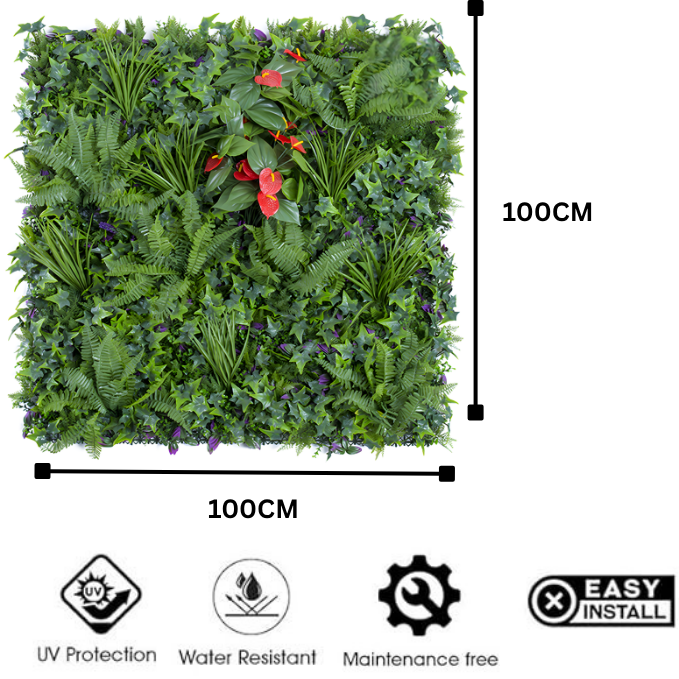 Garden Gyani 100x100cm Artificial Greenery Wall Panel – Lush Faux Vertical Garden Mat for Wall, Balcony, Fence & Home Décor