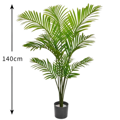 Garden Gyani Artificial Areca Plant – 140 cm Tall with 10 Lifelike Leaves | Faux Tropical Palm Greenery for Home & Office Décor