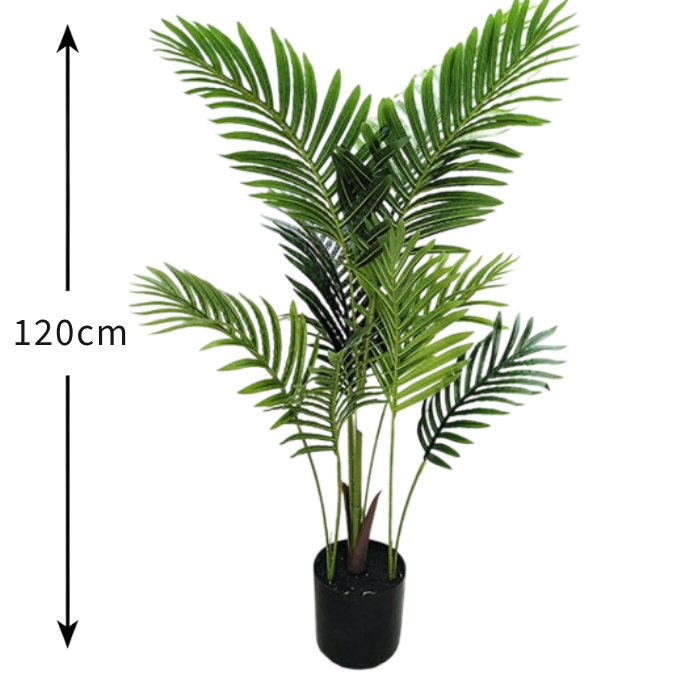 Garden Gyani Areca Palm X3 – 120 cm Tall Artificial Plant with Pot | Lifelike Faux Tropical Greenery for Home & Office Décor
