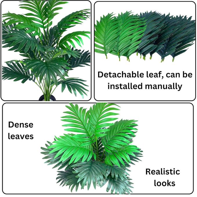 Garden Gyani 3.6 Ft Artificial Areca Palm Tree with Pot – 110CM Tall, 24 Leaves | UV Resistant Faux Palm Plant for Indoor & Outdoor Home Décor