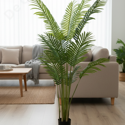 Garden Gyani Areca Palm X3 – 120 cm Tall Artificial Plant with Pot | Lifelike Faux Tropical Greenery for Home & Office Décor