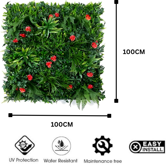 Garden Gyani 100x100cm Artificial Greenery Wall Panel – Lush Faux Vertical Garden Mat for Wall, Balcony, Fence & Indoor-Outdoor Décor