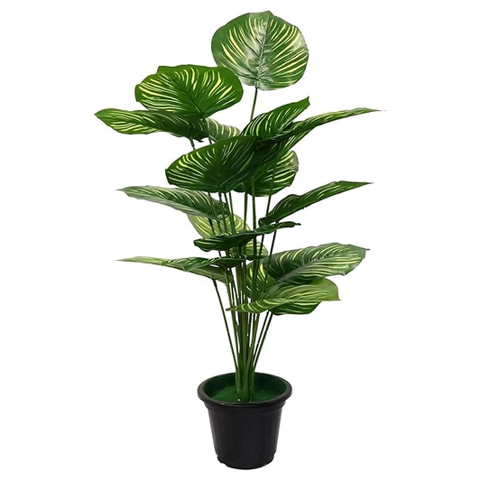 Garden Gyani 30-Inch Artificial Philodendron Caladium Plant – Tropical Faux Greenery in Black Pot for Indoor & Outdoor Décor