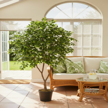 Garden Gyani 180cm Artificial Ficus Tree – Tall Lifelike Faux Indoor Plant Without Pot for Home, Office & Event Décor