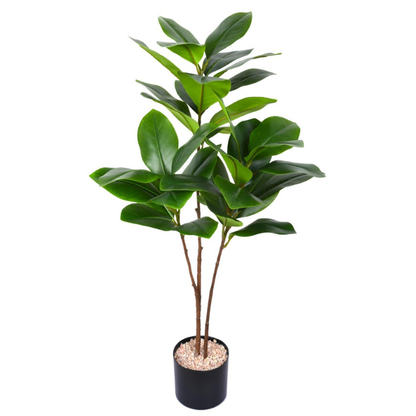 Garden Gyani 3.2 FT Artificial Rubber Fig Tree – Faux Indoor Plant with 32 Real-Touch Leaves | Realistic Decorative Tree for Home & Office Décor