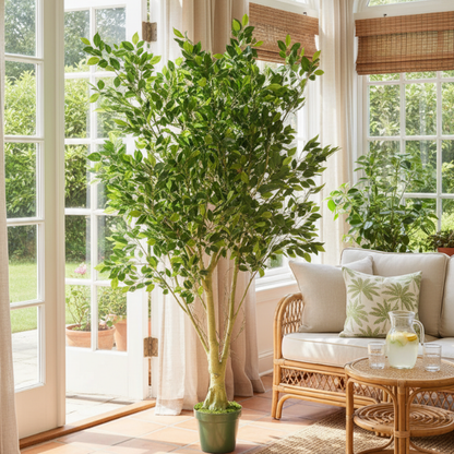 Garden Gyani 210cm Artificial Ficus Tree with Pot – Extra Tall 7ft Lifelike Faux Indoor Plant for Home, Office & Hotel Décor