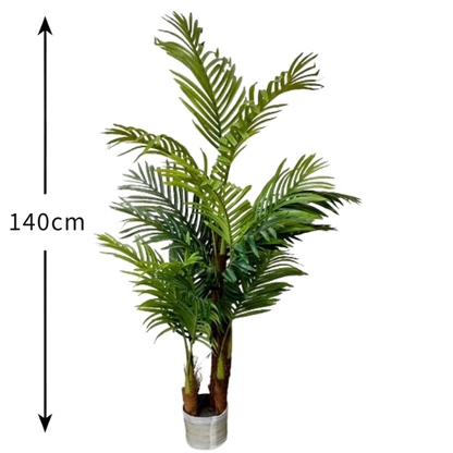 Garden Gyani Bamboo Areca Palm with Pot – 140 cm Tall Artificial Plant | Elegant Faux Tropical Greenery for Home & Office Décor
