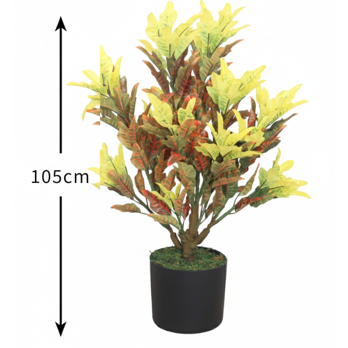 Garden Gyani 60CM Artificial Croton Yellow Plant (Without Pot) – Lifelike Tropical Decorative Plant for Home, Office & Indoor Décor