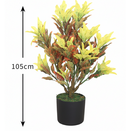 Garden Gyani 60CM Artificial Croton Yellow Plant (Without Pot) – Lifelike Tropical Decorative Plant for Home, Office & Indoor Décor