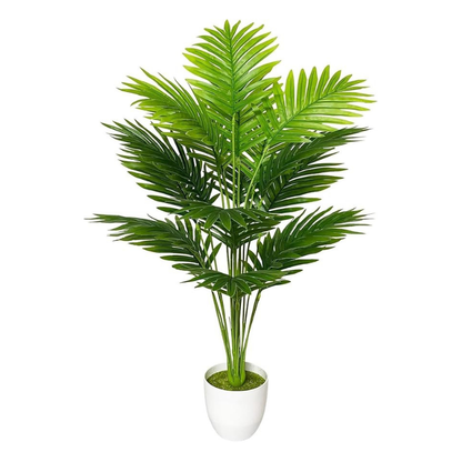 Garden Gyani Artificial Areca Palm Plant with White Pot – 75 cm Tall Realistic Faux Green Plant for Indoor & Outdoor Decor