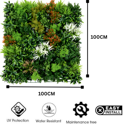 Garden Gyani 100x100cm Artificial Greenery Wall Panel – Lush Faux Vertical Garden Mat for Wall, Balcony, Fence & Indoor-Outdoor Décor