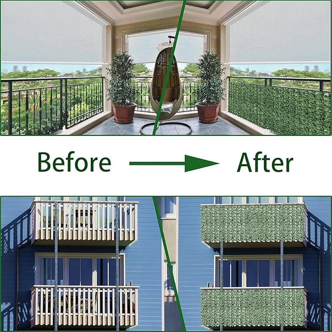 Garden Gyani Artificial Ivy Leaf Mat – 1m x 3m Faux Green Privacy Screen for Balcony, Wall Décor & Vertical Garden Backdrops