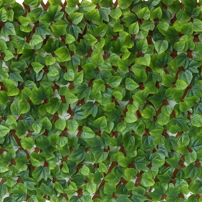 Garden Gyani 200x100cm Expandable Wooden Trellis with Artificial Green Leaves – Privacy Screen, Balcony Fence & Wall Décor
