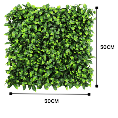 Garden Gyani Artificial Vertical Garden Panel 50×50 cm | Broad Leaf Green Wall Decor Tile | Indoor Outdoor Foliage Panel