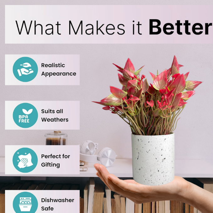 Garden Gyani Artificial Rubber Plant – Small Faux Potted Plant for Tabletop, Home, Bathroom & Office Décor | Indoor Decorative Greenery