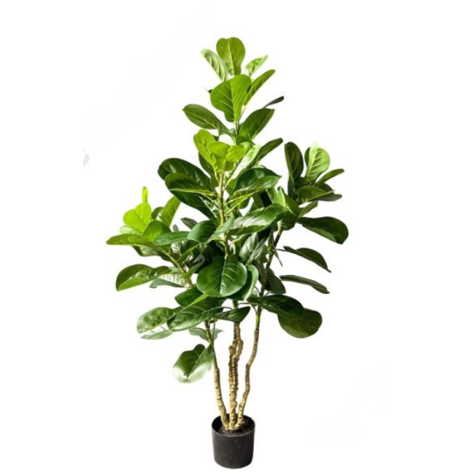 Garden Gyani 120cm Artificial Fiddle Leaf Fig Plant with Pot – 4 Stems Faux Indoor Tree for Home, Office & Modern Décor