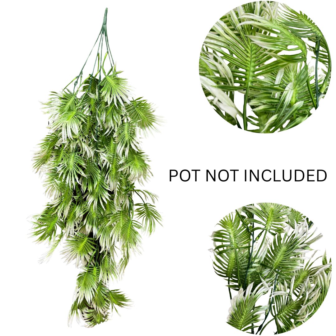 Garden Gyani Artificial Hanging Plant with Basket – Realistic Green Leaves & Creepers for Home, Living Room & Wall Decoration