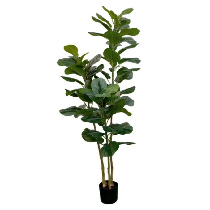 Garden Gyani 150cm Artificial Fiddle Leaf Fig Plant with Pot – 3-Stem Faux Indoor Tree for Home, Office & Modern Décor