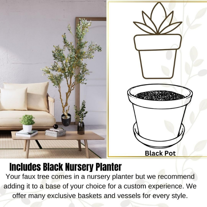 Garden Gyani 7.5 FT Artificial Olive Silk Tree – Tall Faux Olive Tree with Lush Green Leaves & Natural-Look Trunk | Indoor & Outdoor Decorative Plant for Home, Office & Balcony