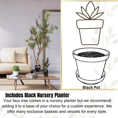 Garden Gyani 7.5 FT Artificial Olive Silk Tree – Tall Faux Olive Tree with Lush Green Leaves & Natural-Look Trunk | Indoor & Outdoor Decorative Plant for Home, Office & Balcony