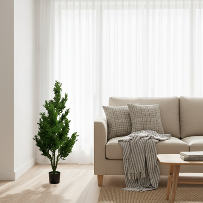 Garden Gyani Cyprus Plant – 90 cm Tall Artificial Plant Without Pot | Lifelike Faux Greenery for Home & Office Décor