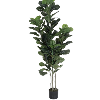 Garden Gyani Fiddle Fig X4 – 180 cm Tall Artificial Plant with Pot | Lifelike Faux Indoor & Outdoor Décor