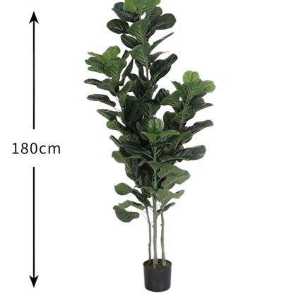 Garden Gyani Fiddle Fig X4 – 180 cm Tall Artificial Plant with Pot | Lifelike Faux Indoor & Outdoor Décor