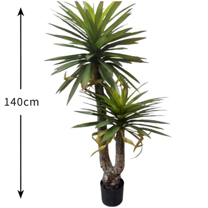 Garden Gyani Real Touch Yucca X2 – 140 cm Tall Artificial Plant Without Pot | Lifelike Faux Tropical Greenery for Home & Office