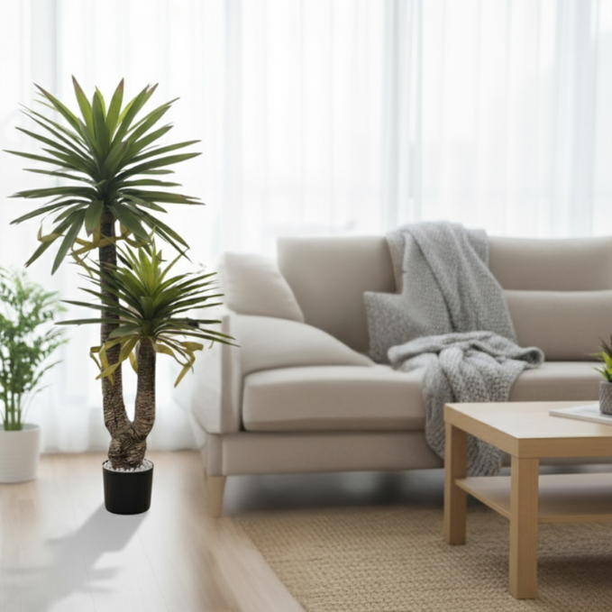 Garden Gyani Real Touch Yucca X2 – 140 cm Tall Artificial Plant Without Pot | Lifelike Faux Tropical Greenery for Home & Office