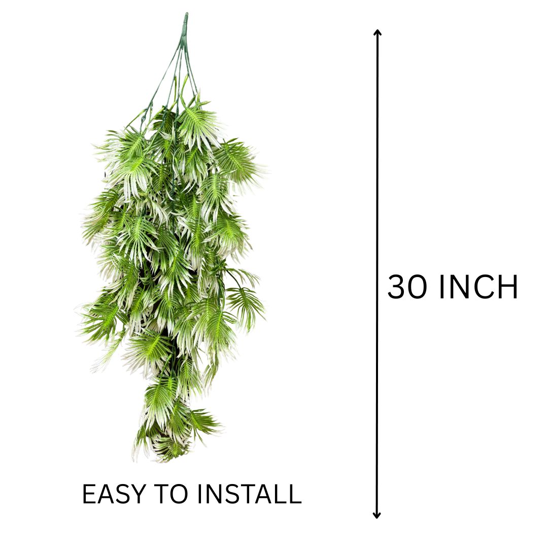 Garden Gyani Artificial Hanging Plant with Basket – Realistic Green Leaves & Creepers for Home, Living Room & Wall Decoration