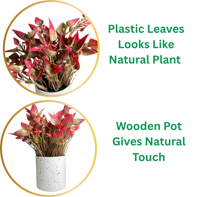 Garden Gyani Artificial Rubber Plant – Small Faux Potted Plant for Tabletop, Home, Bathroom & Office Décor | Indoor Decorative Greenery