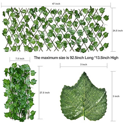 Garden Gyani 2 Pack Expandable Privacy Screen – Artificial Leaf Ivy Fencing Panel for Balcony, Patio & Outdoor Privacy Décor (Single-Sided Leaves)