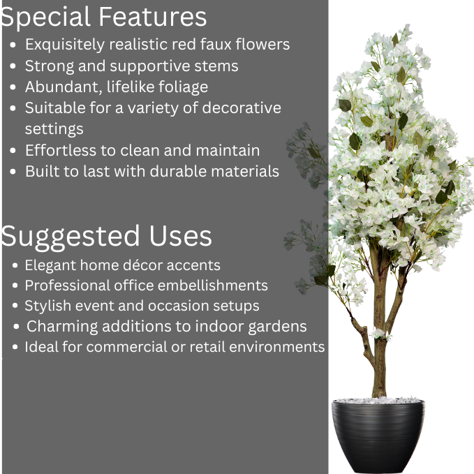 Garden Gyani Artificial Bougainvillea Tree – 5.7 Feet Tall | Faux Flowering Tree with Pink Blooms for Home, Balcony & Office Décor | Indoor Outdoor UV Resistant Decorative Plant Without Pot