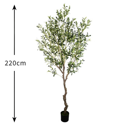 Garden Gyani Olive Tree – 220 cm Tall Artificial Plant with Pot | Lifelike Faux Indoor & Outdoor Décor