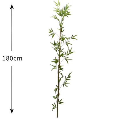 Garden Gyani Single Bamboo Stick with Big Branch – 180 cm Tall Artificial Plant | Lifelike Faux Bamboo for Home & Office Décor