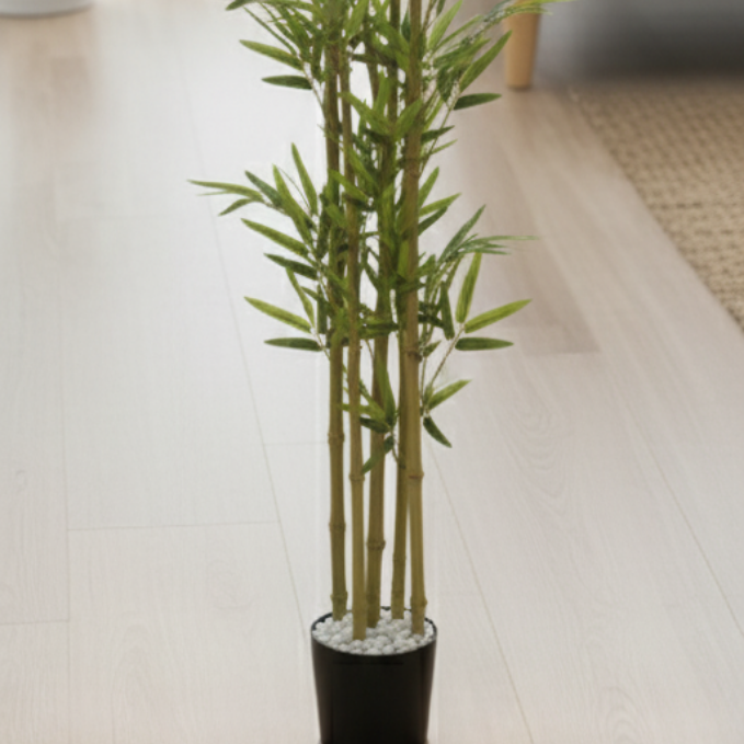 Garden Gyani Single Bamboo Stick with Big Branch – 180 cm Tall Artificial Plant | Lifelike Faux Bamboo for Home & Office Décor