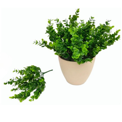 Garden Gyani Long Leaf Plastic Shrubs – 35 cm Tall Artificial Greenery | Lifelike Faux Foliage for Home, Office & Décor
