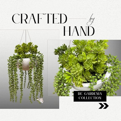 Garden Gyani Artificial Hanging Plants – Fern Vine with Multicolor Flowers | Indoor & Outdoor Faux Greenery with Plastic & Wooden Pot