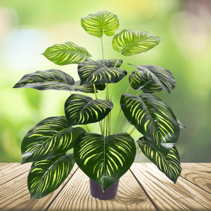 Garden Gyani Large Artificial Tree – 63 cm Tall Potted Floor Plant with Dual-Shade Big Leaves | Decorative Faux Tree for Home, Office & Indoor Garden (12 Leaves)