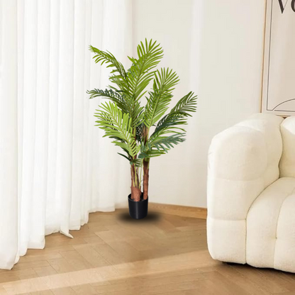Garden Gyani 150 cm Artificial Areca Palm Tree with Tall Black Planter – Indoor Decorative Faux Plant for Home & Office
