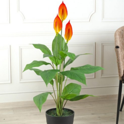 Garden Gyani Artificial Anthurium Plant 105cm with Pot – Decorative Indoor Flowering Plant