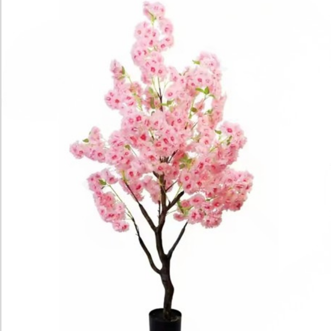 Garden Gyani Pink Blossom Tree – 180 cm Tall Artificial Flowering Tree Without Pot | Lifelike Faux Floral Décor for Home & Office