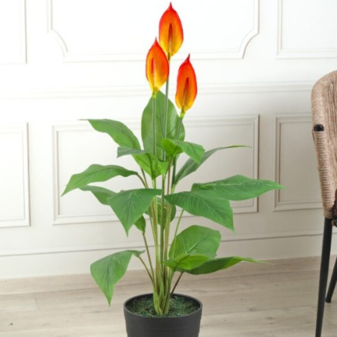 Garden Gyani 105CM Artificial Spathe Plant (Orange/Pink/White) – Tall Decorative Faux Flowering Plant for Home, Office & Event Décor