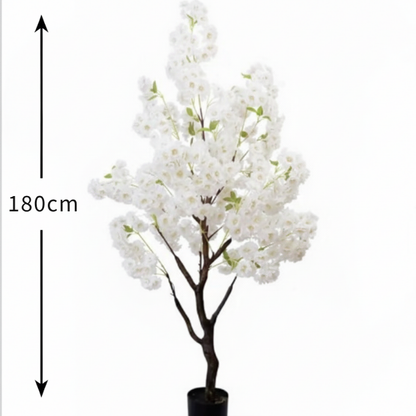 Garden Gyani Pink Blossom Tree – 180 cm Tall Artificial Flowering Tree Without Pot | Lifelike Faux Floral Décor for Home & Office