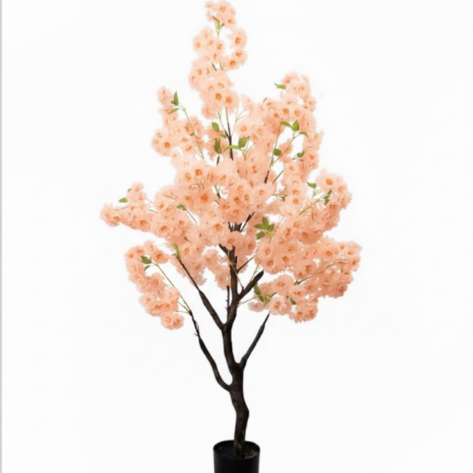 Garden Gyani Pink Blossom Tree – 180 cm Tall Artificial Flowering Tree Without Pot | Lifelike Faux Floral Décor for Home & Office