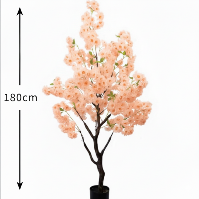 Garden Gyani Pink Blossom Tree – 180 cm Tall Artificial Flowering Tree Without Pot | Lifelike Faux Floral Décor for Home & Office