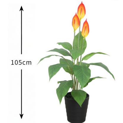 Garden Gyani 105CM Artificial Spathe Plant (Orange/Pink/White) – Tall Decorative Faux Flowering Plant for Home, Office & Event Décor